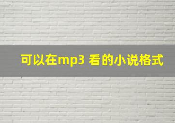 可以在mp3 看的小说格式